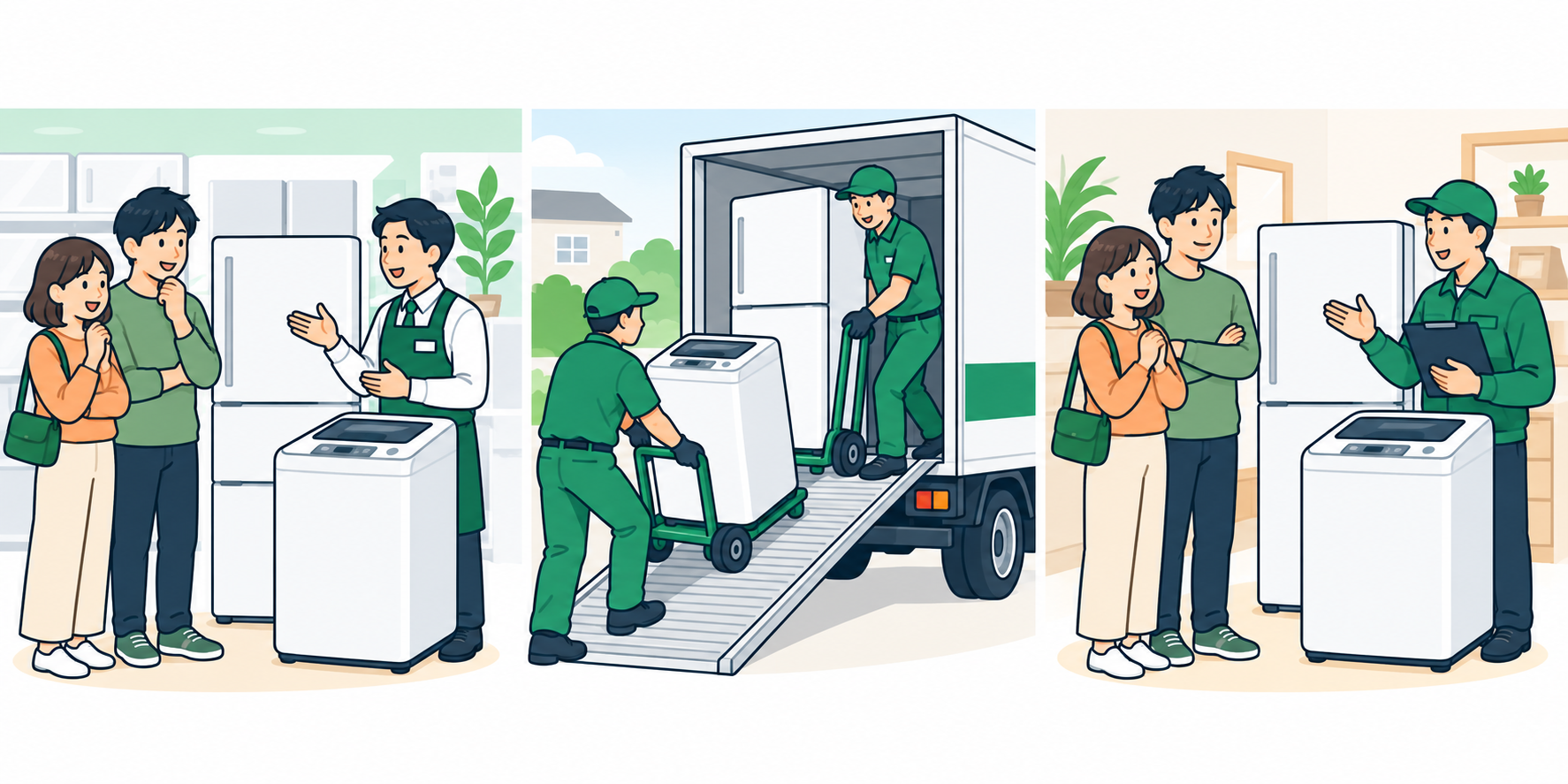 回収・持ち込み・買取の処分方法を比較するイラスト