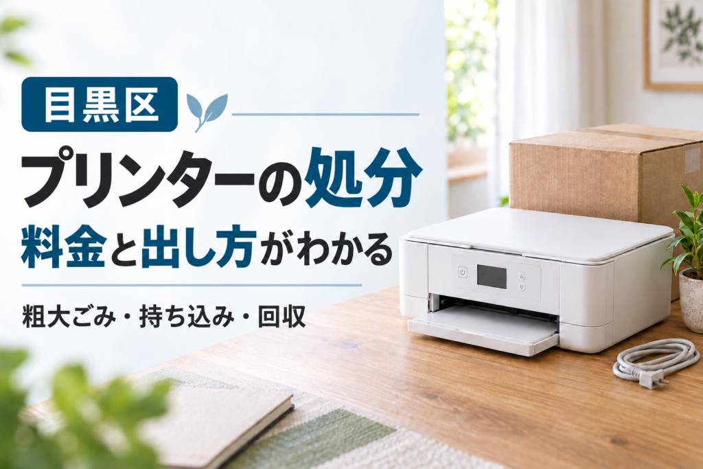 目黒区のプリンター処分方法と料金を案内するアイキャッチ