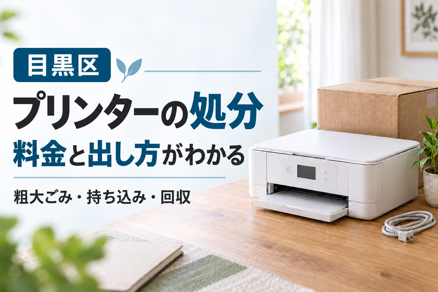 目黒区のプリンター処分方法と料金を案内するアイキャッチ