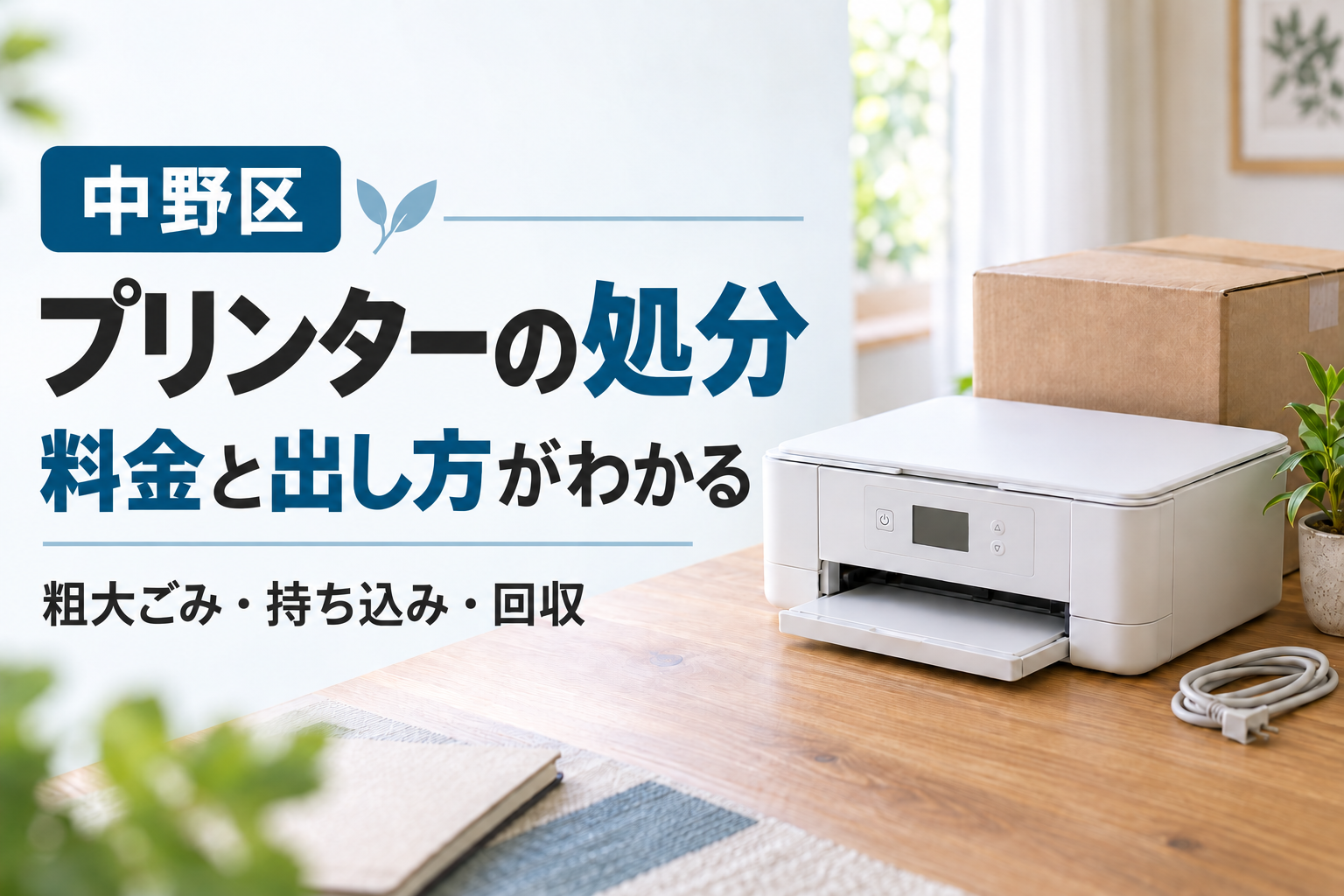 中野区のプリンター処分方法と料金を案内するアイキャッチ